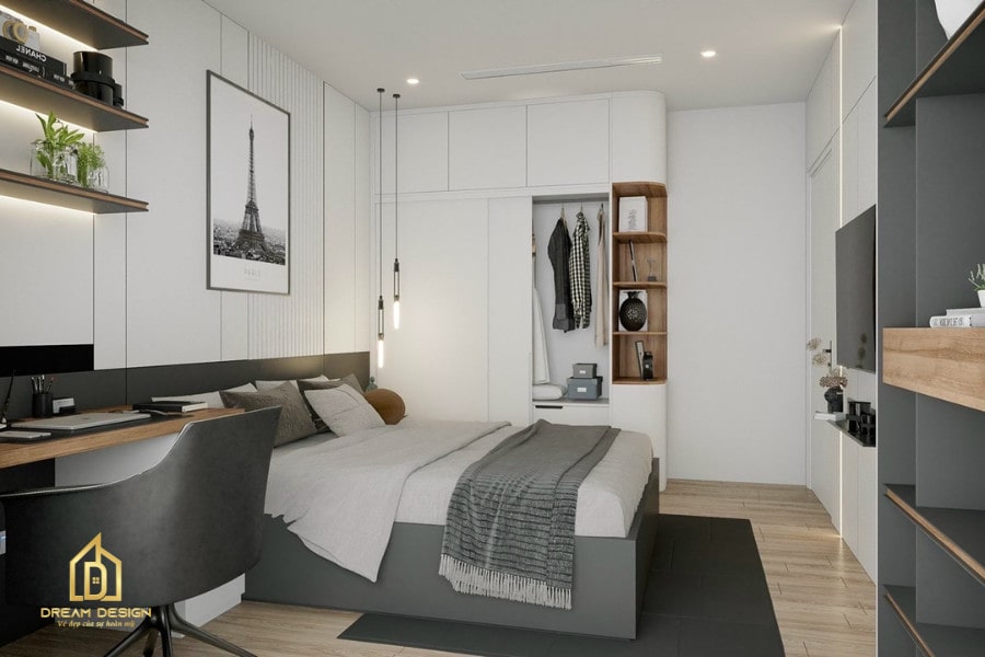 Tủ áo kết hợp khoang để đồ decor là một lựa chọn thông minh và tiện lợi cho phòng ngủ