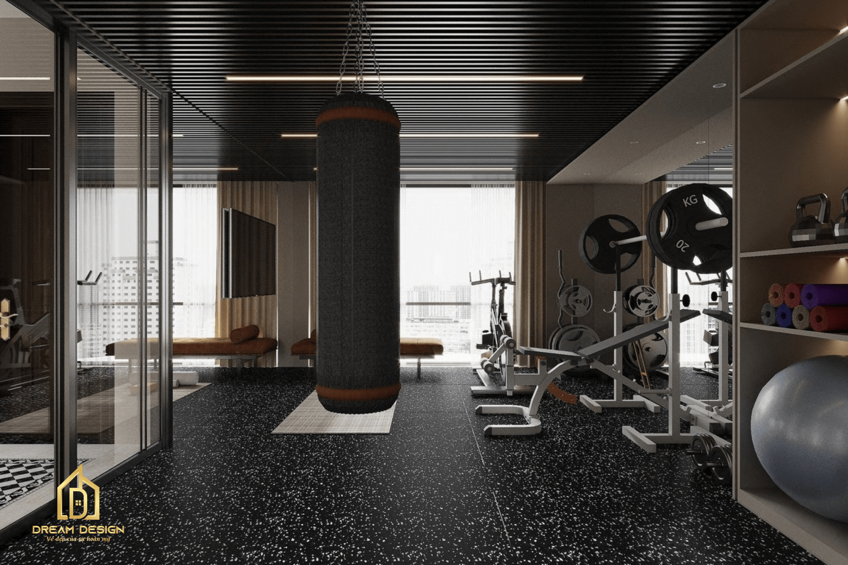  Không gian phòng tập gym đầy năng lượng, nơi khơi dậy nguồn cảm hứng và ý chí vươn lên