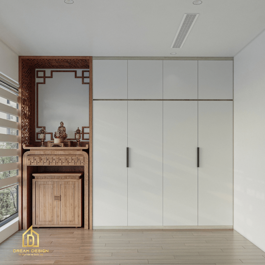 Bàn thờ gọn gàng, trang nghiêm mang đến nguồn năng lượng tích cực cho gia đình